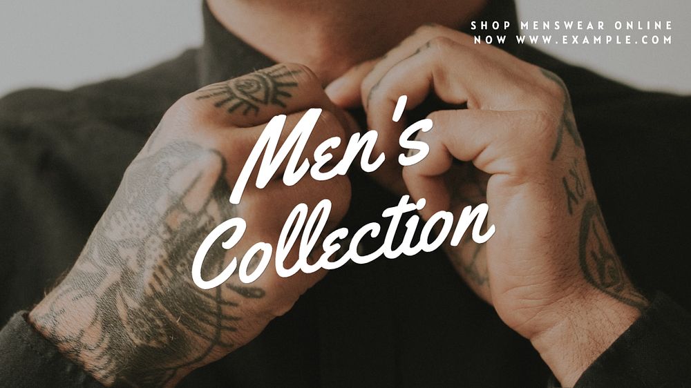 Men's collection  blog banner template, editable text