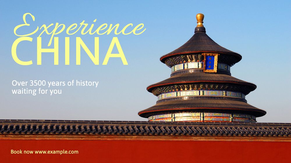 China travel blog banner template, editable text