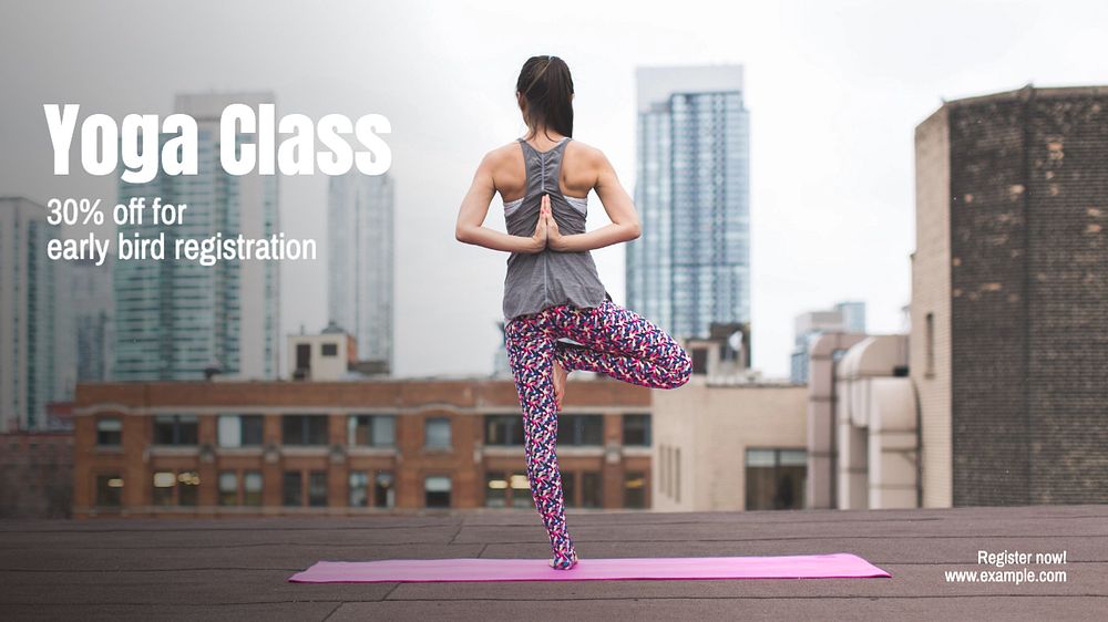 Yoga class blog banner template, editable text