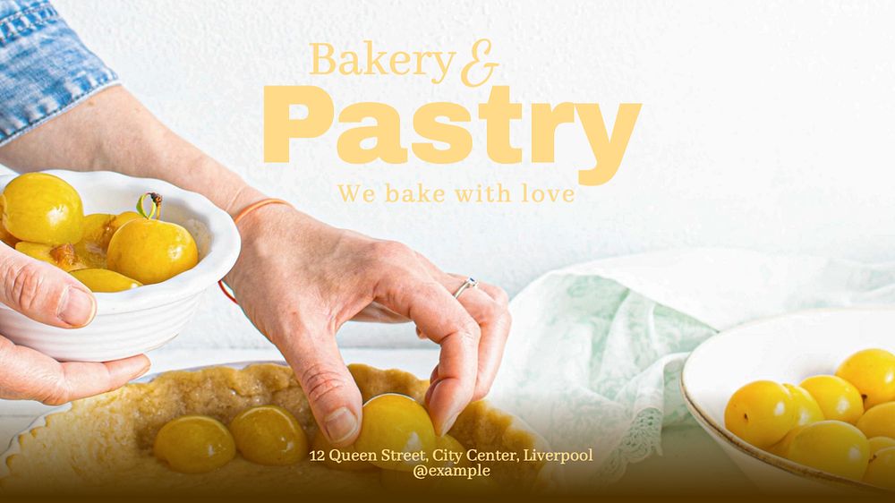 Bakery & pastry blog banner template, editable text