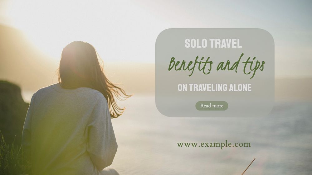 Solo travel blog banner template, editable text