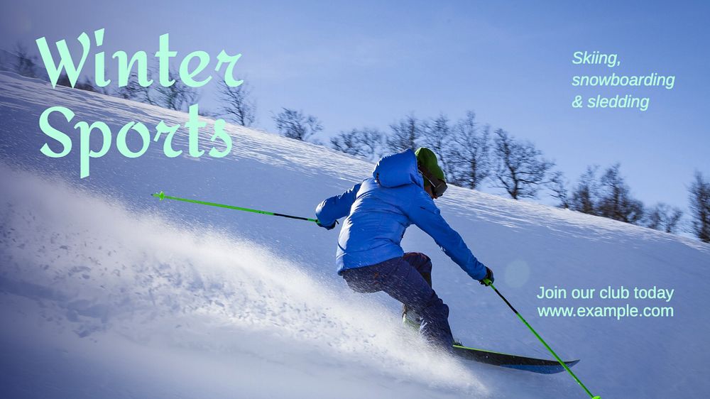 Winter sports blog banner template, editable text