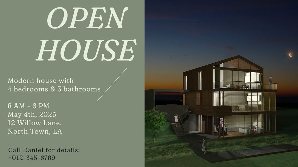 Open house day  blog banner template, editable text