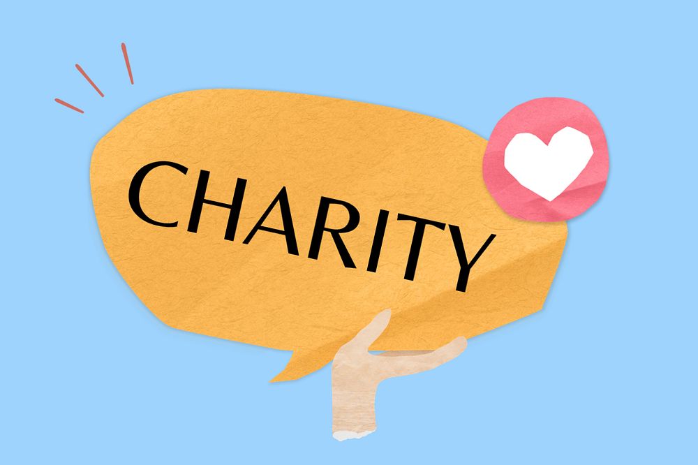 Charity word, speech bubble paper craft, editable design