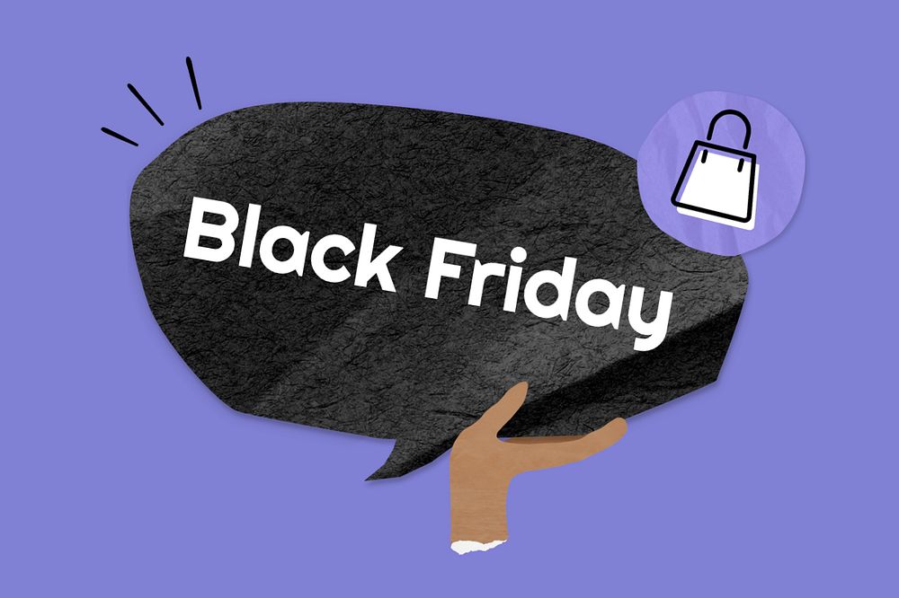 Black Friday word, speech bubble paper craft, editable design