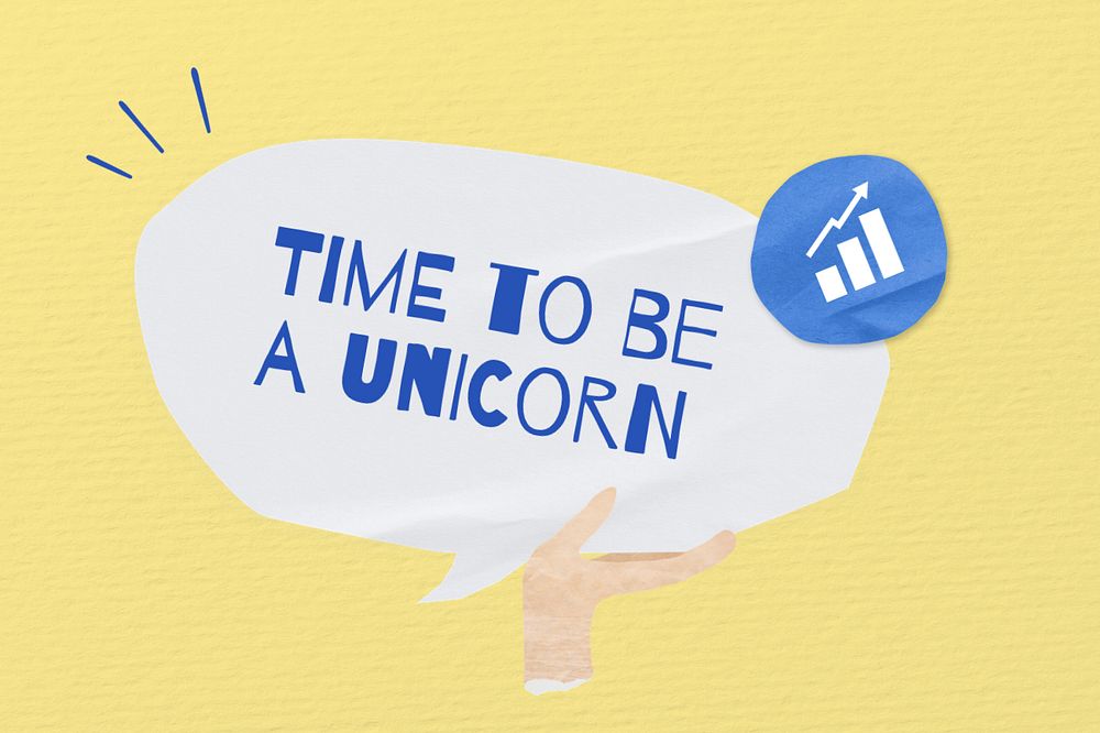 Unicorn quote, speech bubble paper craft, editable design