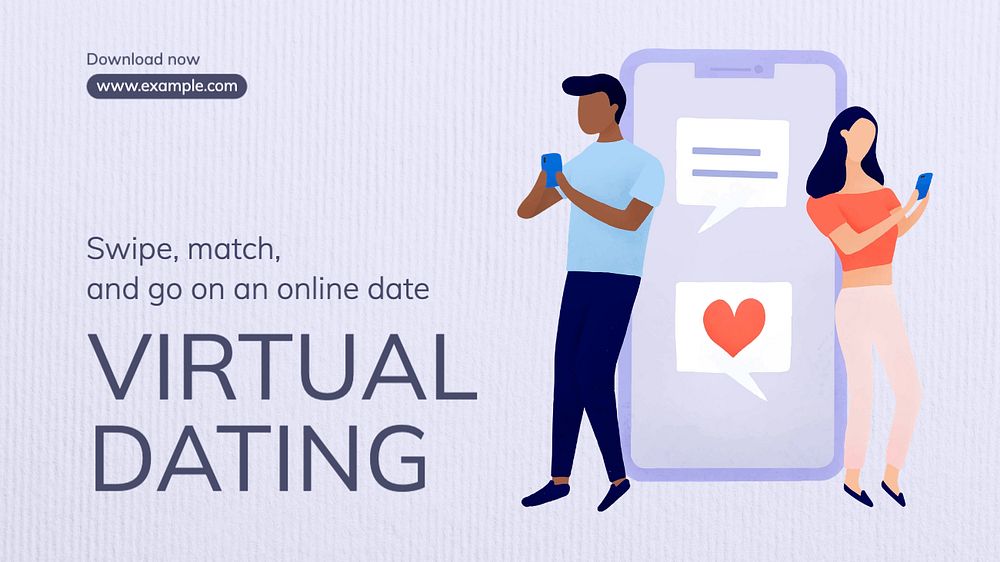 Virtual dating  blog banner template, editable text