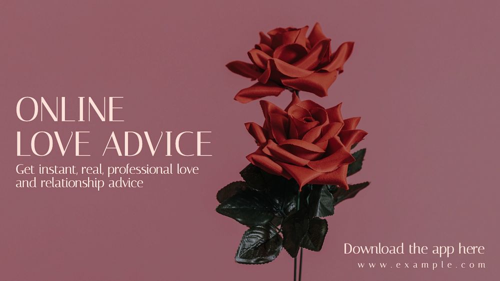 Love advice application blog banner template, editable text