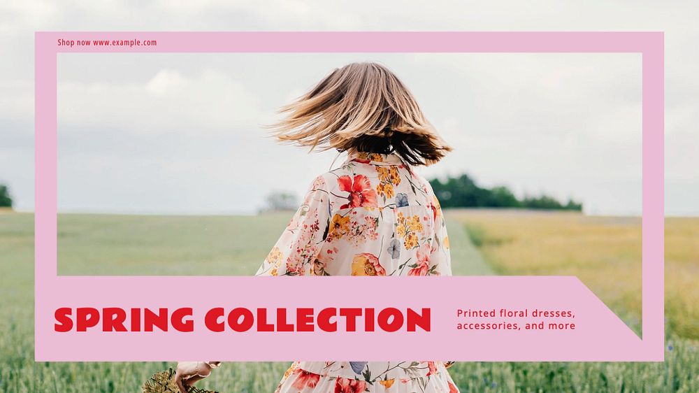 Spring collection blog banner template, editable text