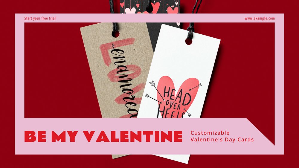 Be my valentine blog banner template, editable text