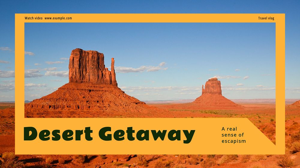 Desert getaway blog banner template, editable text