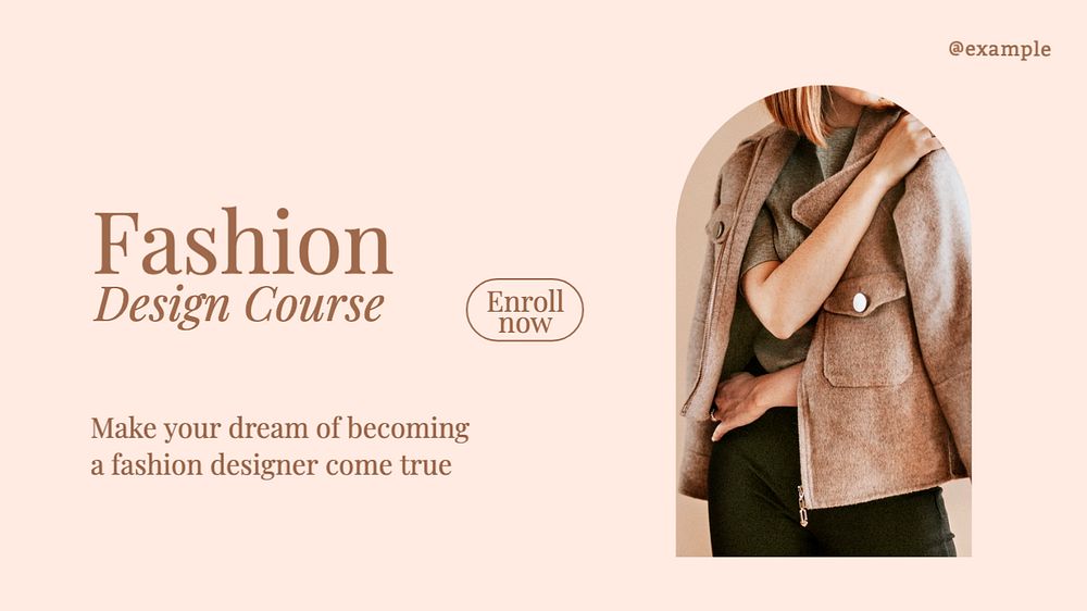 Fashion design course  blog banner template, editable text