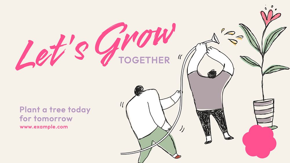 Grow together blog banner template, editable text