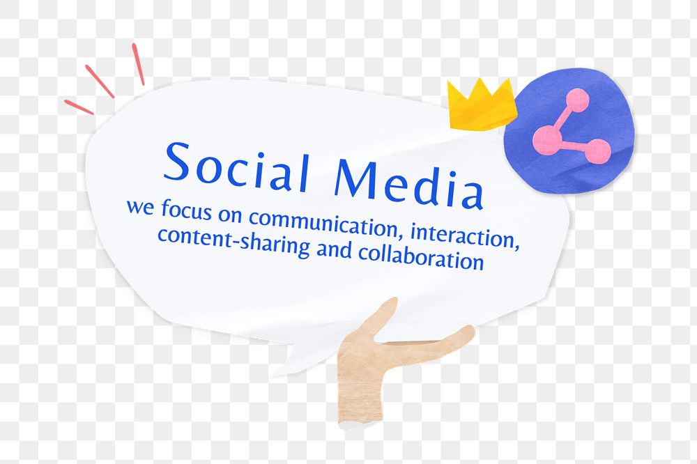 Social media, word in paper speech bubble, editable design