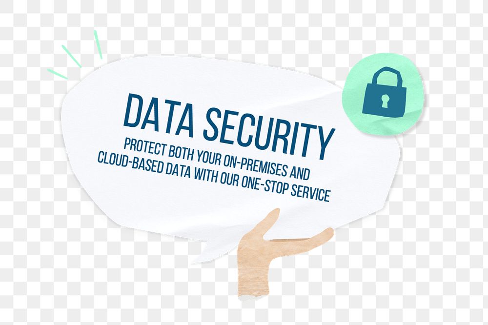 Data security word, speech bubble paper craft, editable design