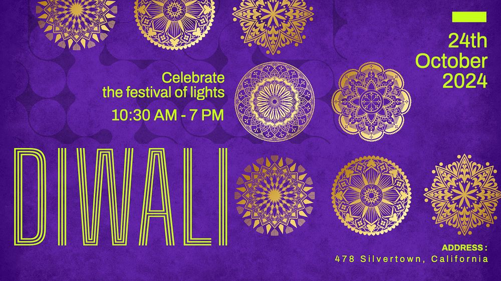 Diwali festival  blog banner template, editable text