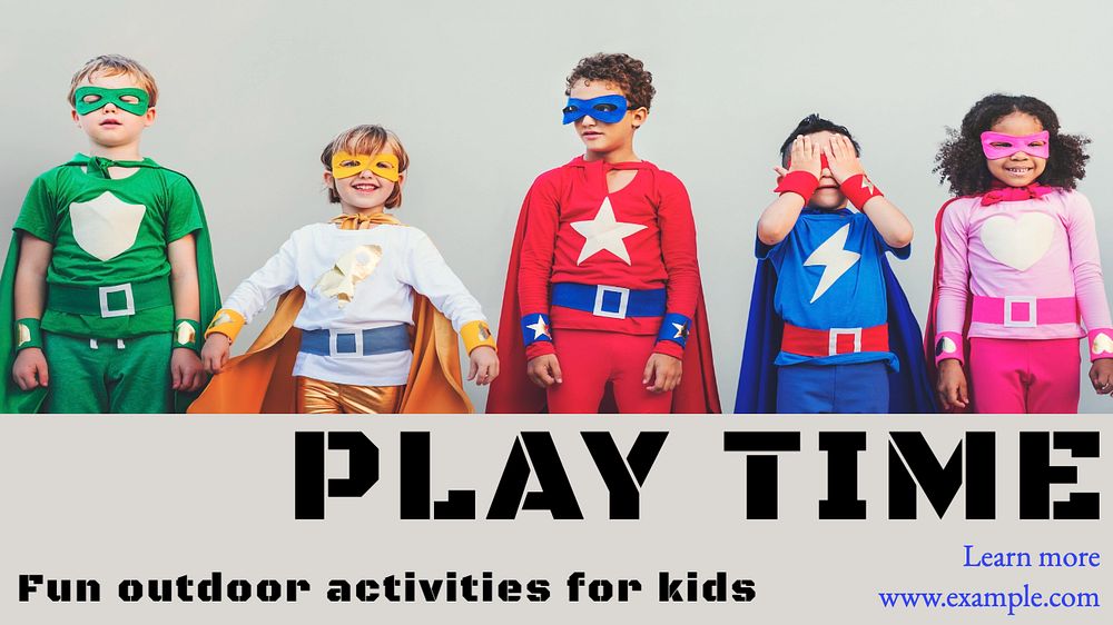 Play time blog banner template, editable text