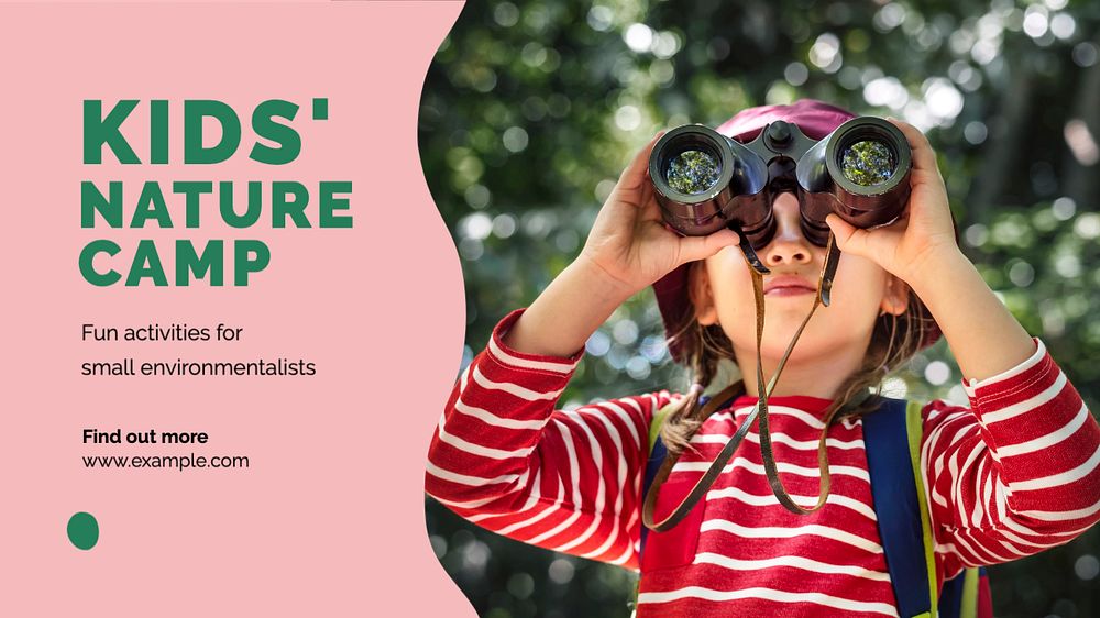 Kids nature camp  blog banner template, editable text