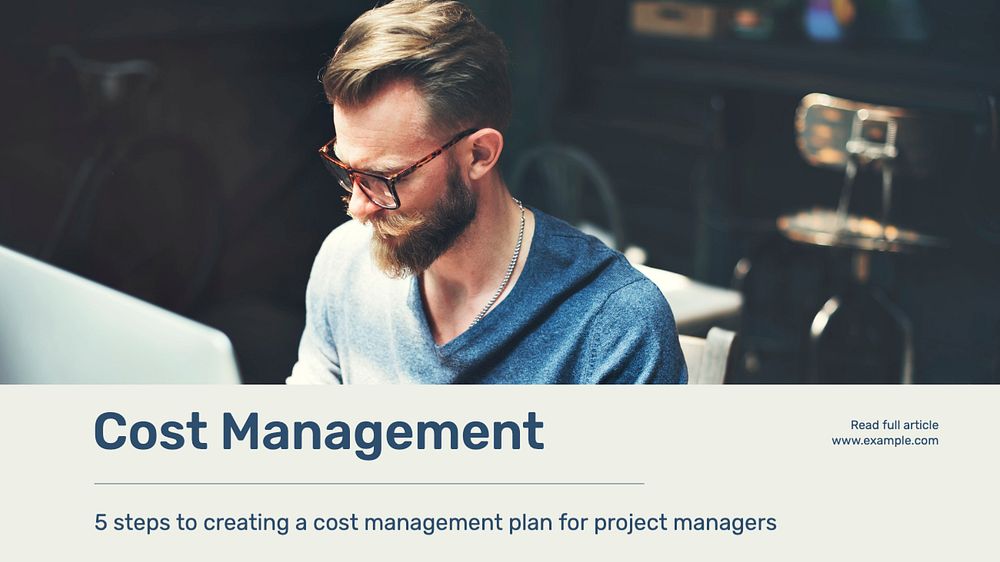 Cost management  blog banner template, editable text