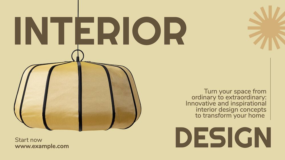 Interior design blog banner template, editable text