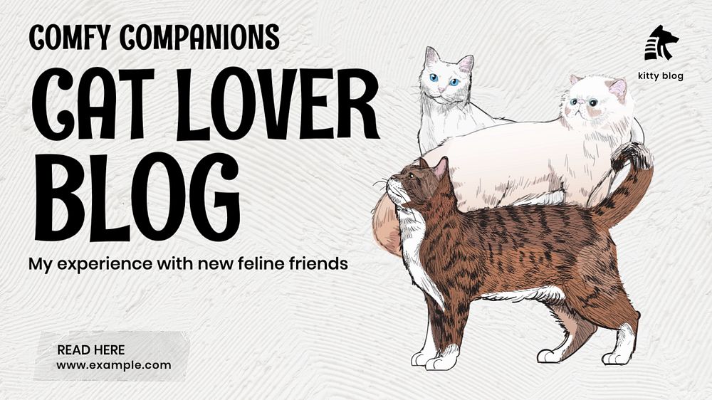 Cat lover blog banner template, editable text