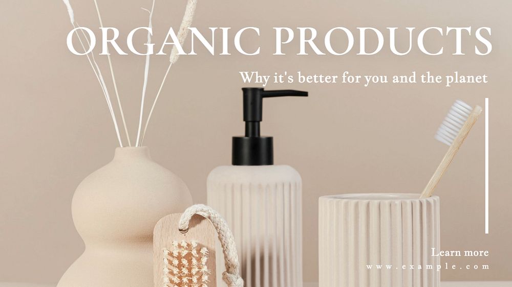 Organic products  blog banner template, editable text