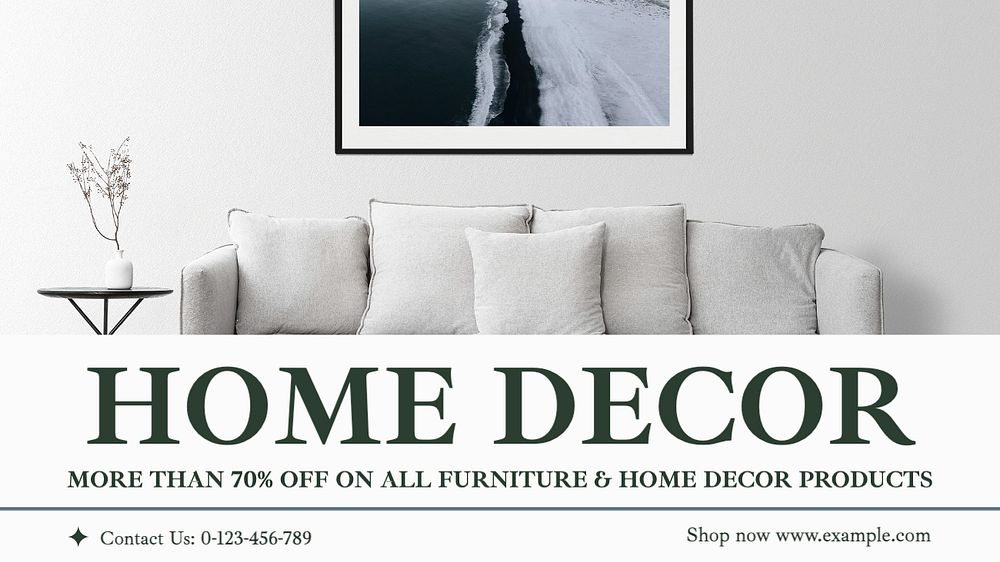 Home decor  blog banner template, editable text