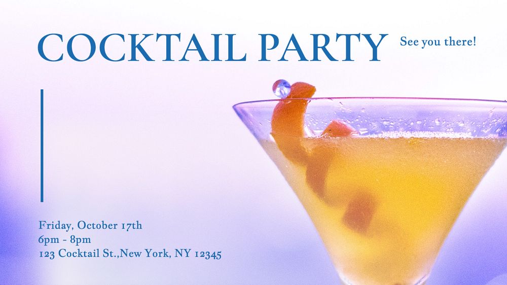 Cocktail party  blog banner template, editable text