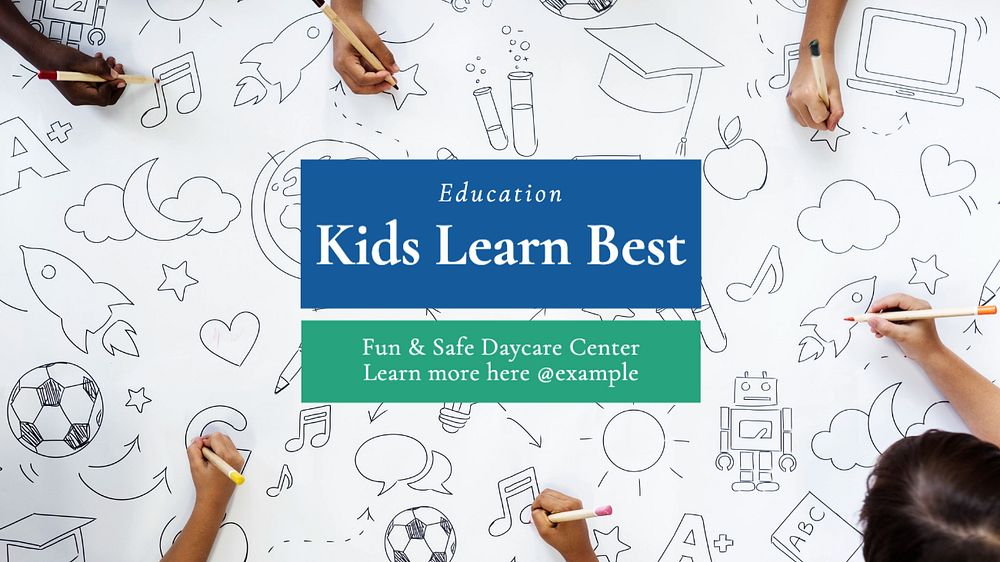 Kids learn  blog banner template, editable text
