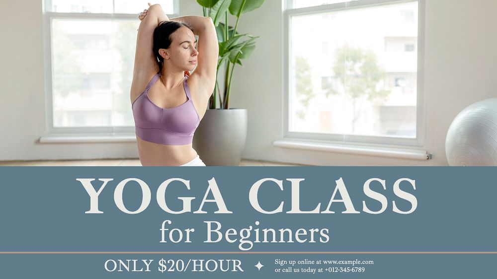 Yoga class  blog banner template, editable text