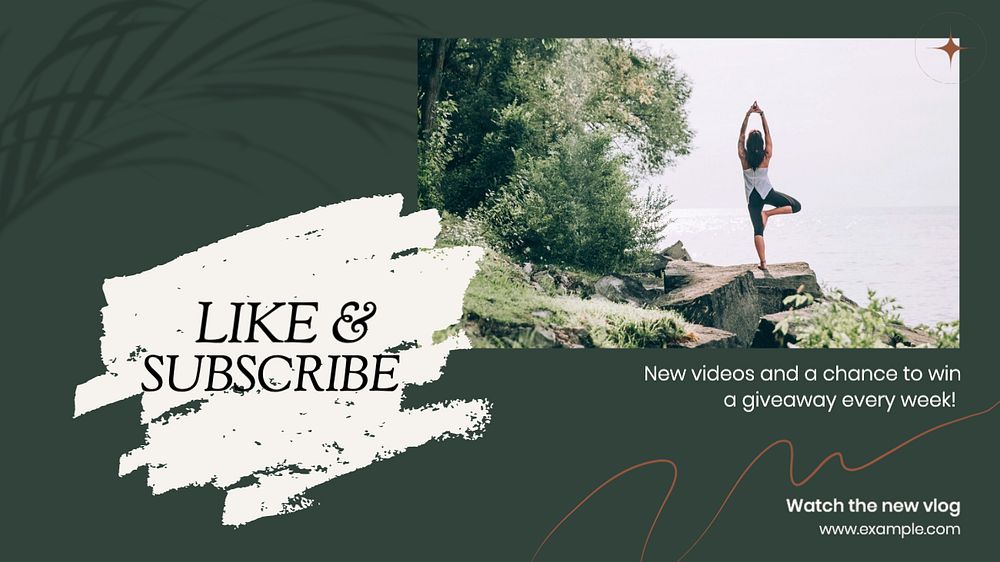 Like & subscribe  blog banner template, editable text