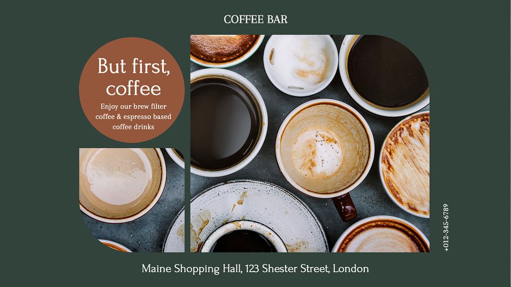 Coffee shop  blog banner template, editable text