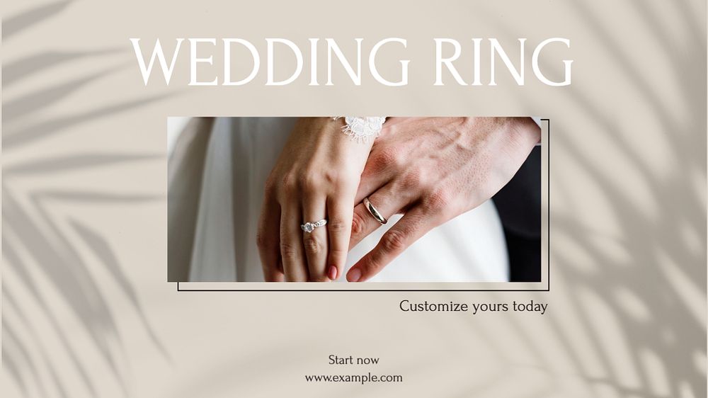 Wedding rings  blog banner template, editable text