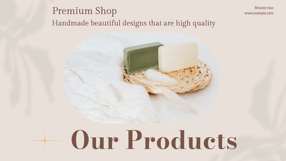 Our products  blog banner template, editable text