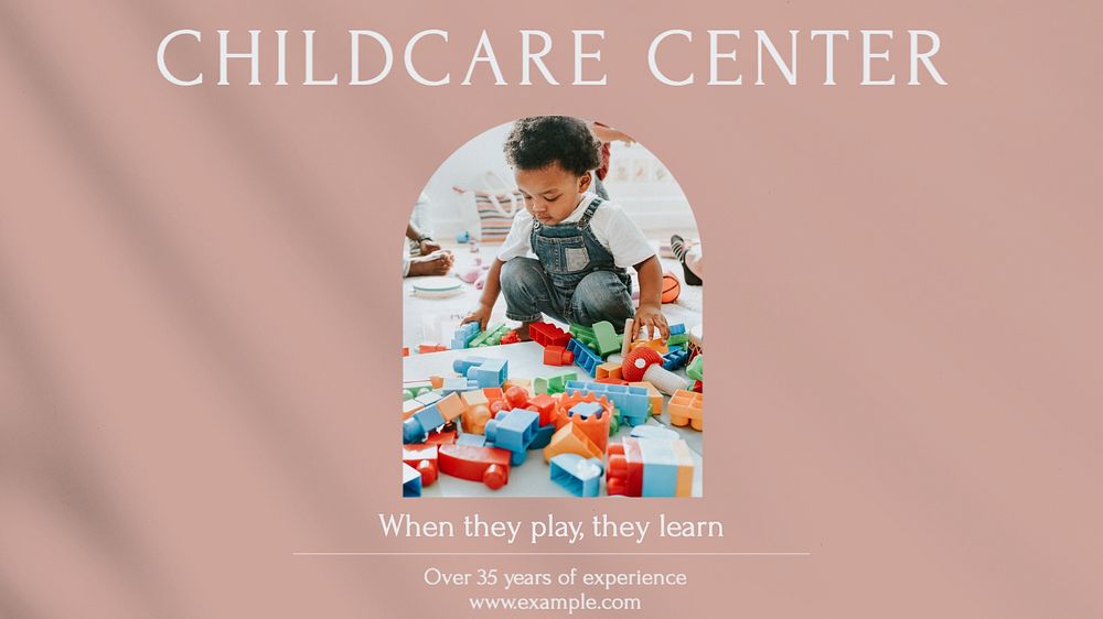 Childcare center  blog banner template, editable text