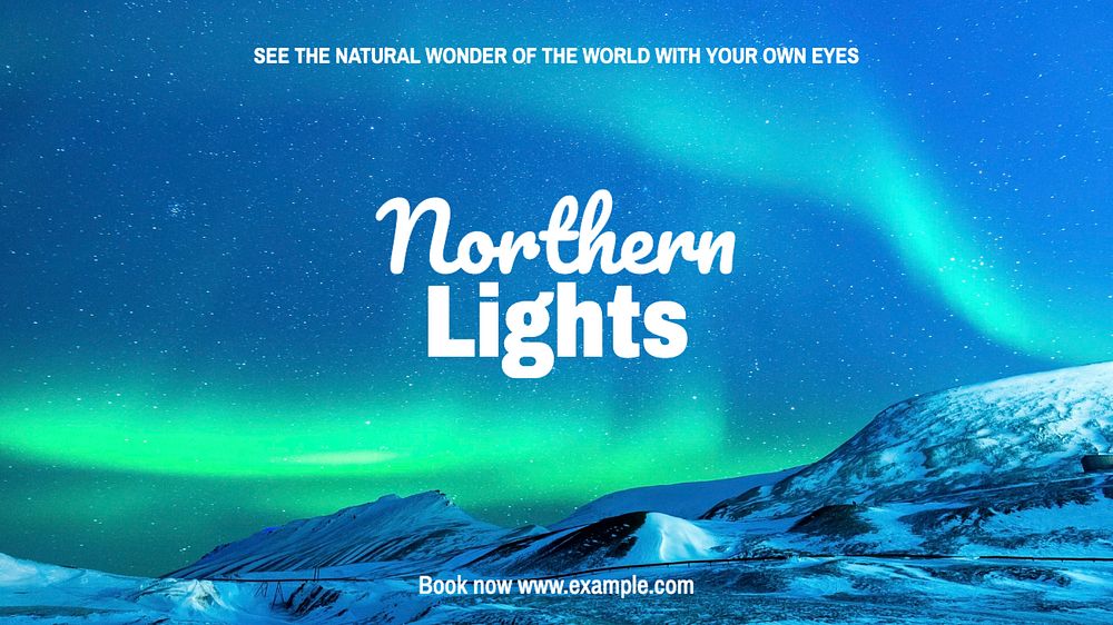 Northern Lights tour blog banner template, editable text