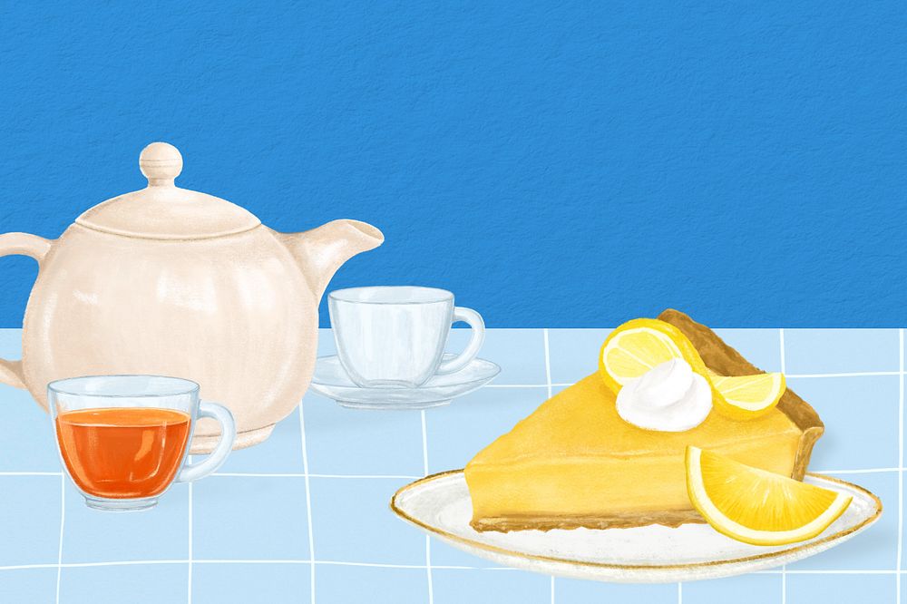 Lemon cheesecake background, dessert illustration, editable design