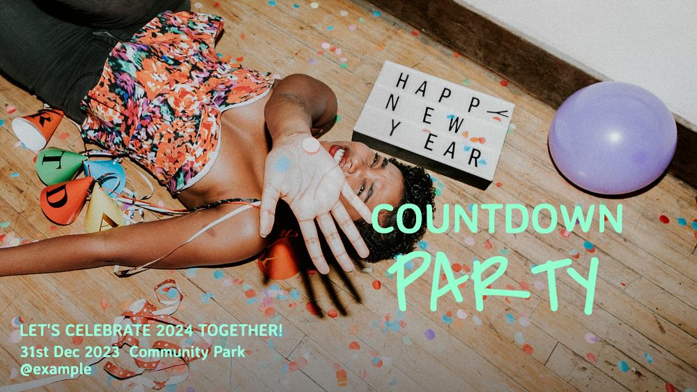 Countdown party blog banner template, editable text