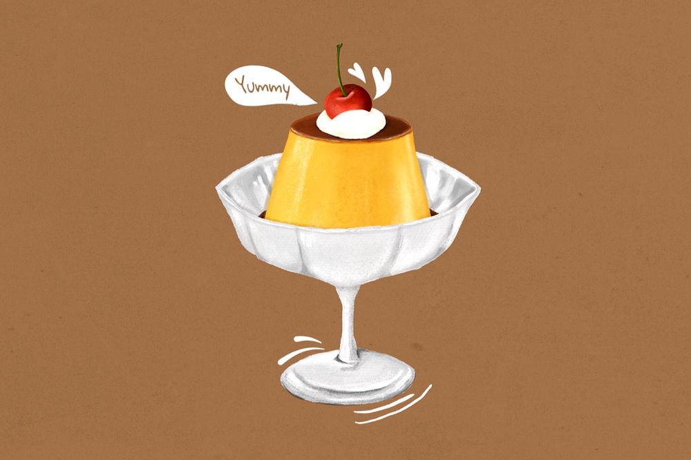 Custard pudding, dessert illustration, editable design