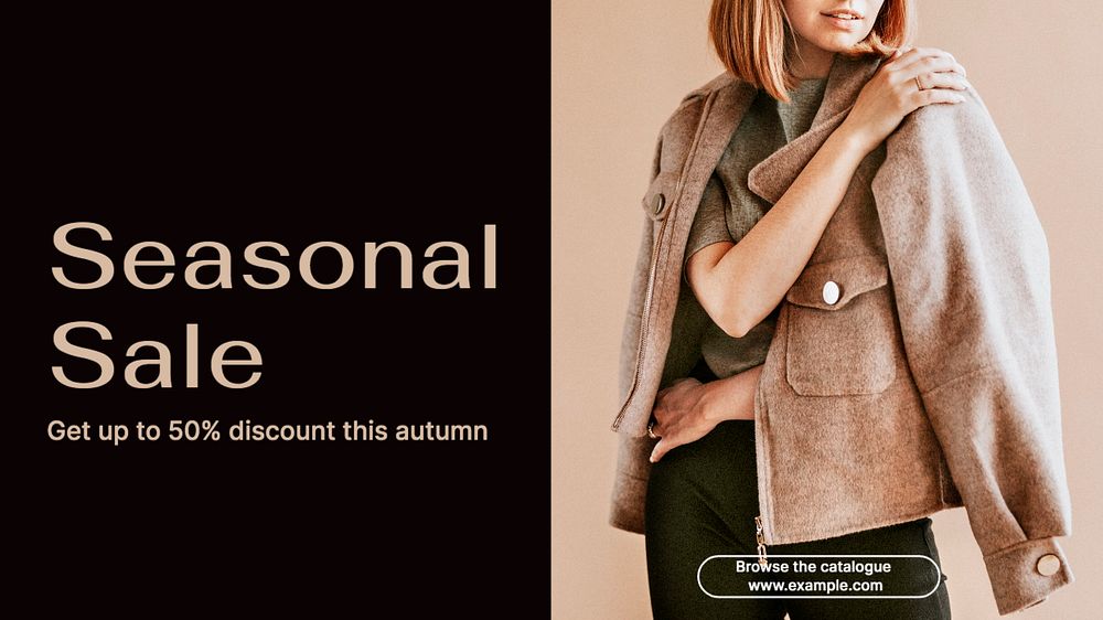 Seasonal sale blog banner template, editable text