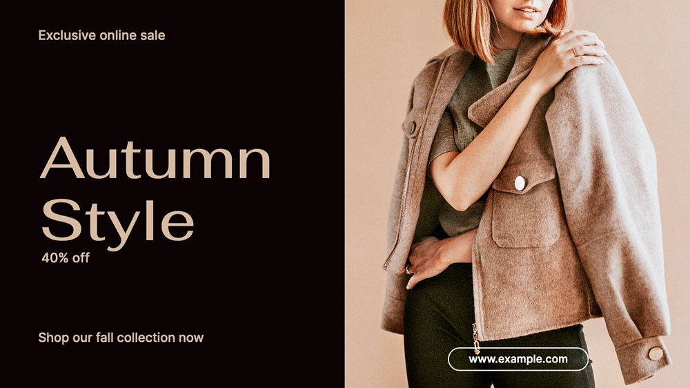 Autumn style blog banner template, editable text