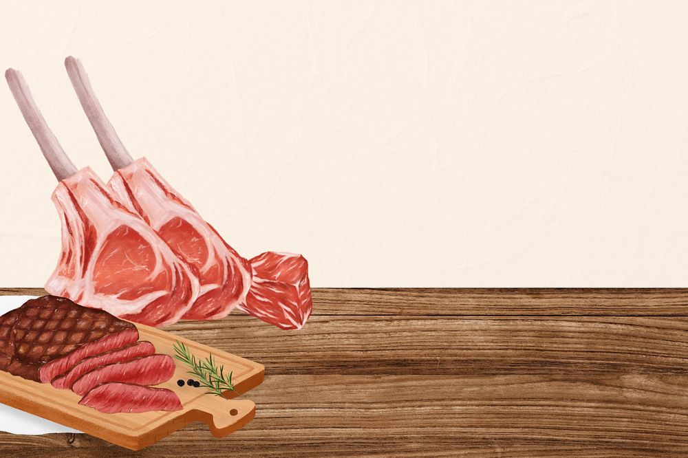 Beef steak background, food digital paint, editable design