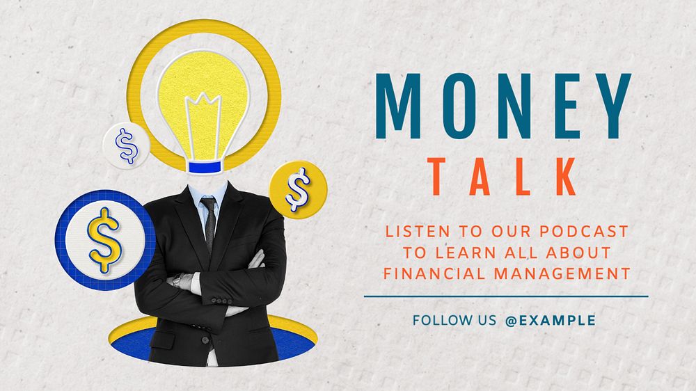 Money talk  blog banner template, editable text