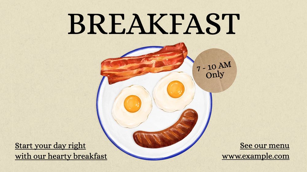 Breakfast restaurant ads  blog banner template, editable text
