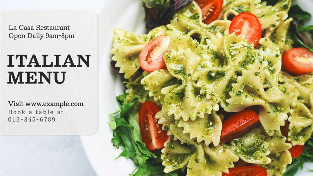 Italian food menu  blog banner template, editable text