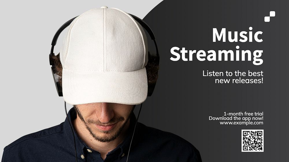 Music streaming  blog banner template, editable text