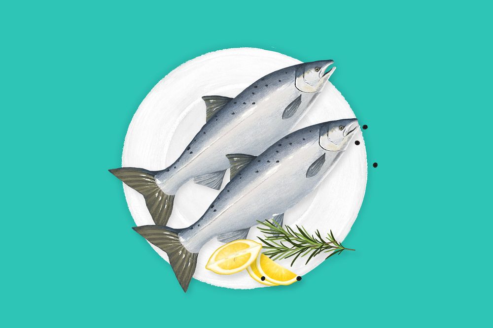 Salmon fish, seafood illustration, editable design