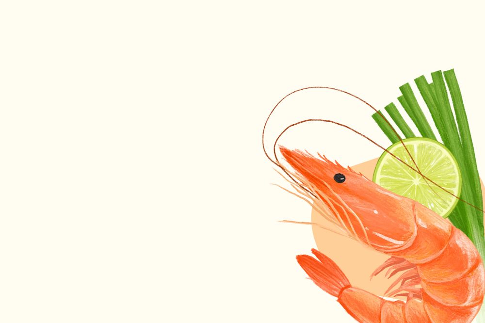 Shrimp seafood background, digital painting, editable design