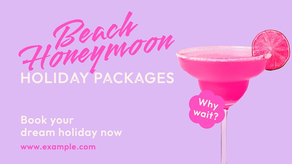 Beach honeymoon holiday  blog banner template, editable text