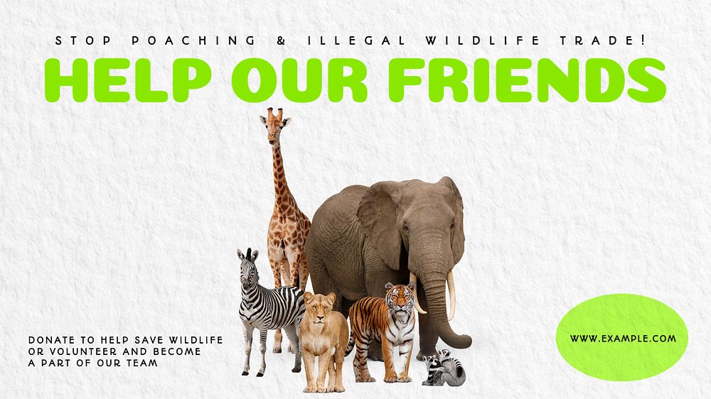 Save animals  blog banner template, editable text